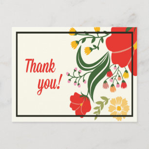 Carte postale Merci Floral Rouge, Fleur verte