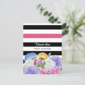 Carte Postale Merci floral tendance rose et noir (Debout devant)