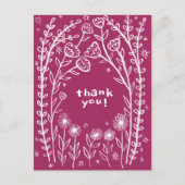 Carte Postale MERCI Floral Whimsical Sketch Doodle  (Devant)