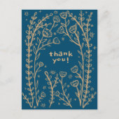 Carte Postale MERCI Floral Whimsical Sketch Doodle (Devant)