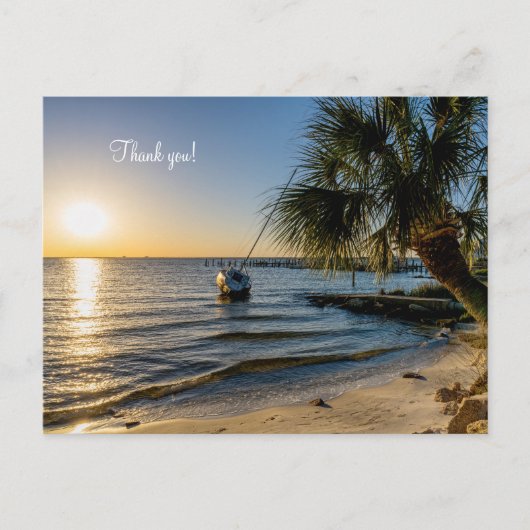 Carte postale Merci Floride Palmier penché Coucher (Devant)