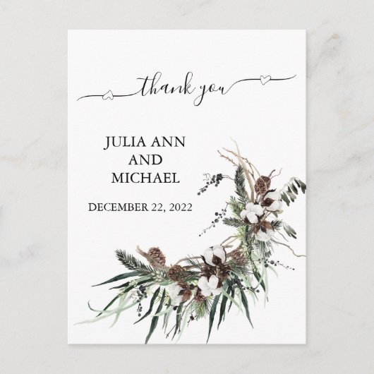 Carte Postale Merci Foliing hiver Noël Mariage en coton (Devant)