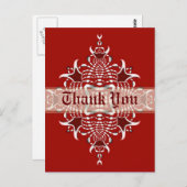 Carte postale Merci Fractée rouge et blanc (Devant / Derrière)