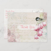Carte Postale Merci français rose vintage (Devant / Derrière)