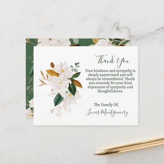 Carte Postale Merci funéraire de Magnolia, Sympathie (Devant/Arrière en situation)