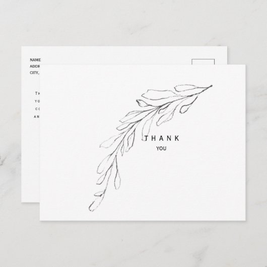 Carte Postale Merci funéraire simple en pierre de feuillage dess (Devant / Derrière)