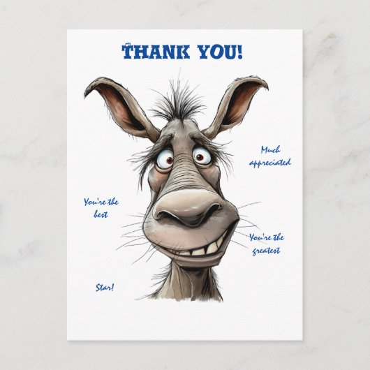 Carte postale Merci Funny Donkey (Devant)