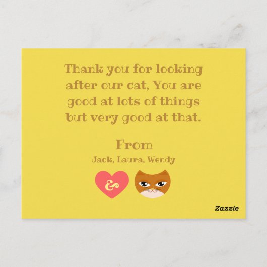 Carte Postale Merci garde-chat (Dos)