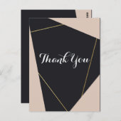 Carte Postale Merci géométrique rose noir et or (Devant / Derrière)