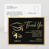 Carte Postale Merci Gold Black Modern Graduation Party (Devant / Derrière)