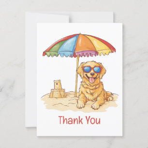 Carte Postale Merci Golden Retriever Chien de Plage