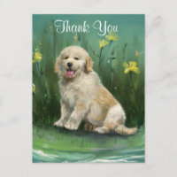 Carte postale Merci Golden Retriever Puppy