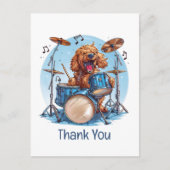 Carte Postale Merci Goldendoodle Chien Jouant de la Batterie (Devant)