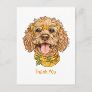 Carte Postale Merci Goldendoodle Chien Lunettes de Soleil Orange
