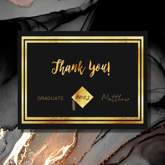 Carte Postale Merci graduation 2023 or noir