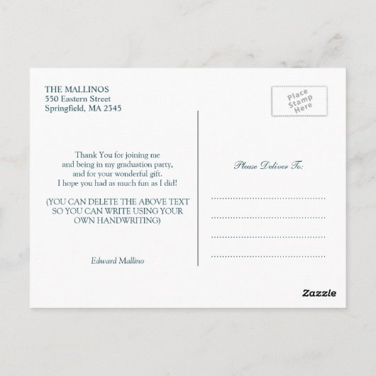 Carte Postale Merci Graduation Class of 2025 Postcard (Dos)