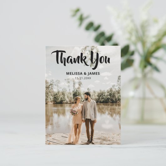 Carte Postale Merci Gras Script Mariage photo (Debout devant)