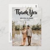 Carte Postale Merci Gras Script Mariage photo (Devant / Derrière)