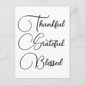 Carte Postale Merci Grateful Blessé script Thanksgiving (Devant)