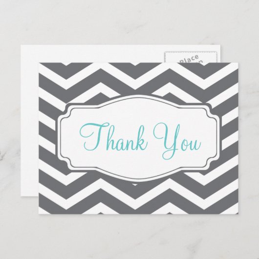 Carte postale Merci Grey Chevron (Devant / Derrière)