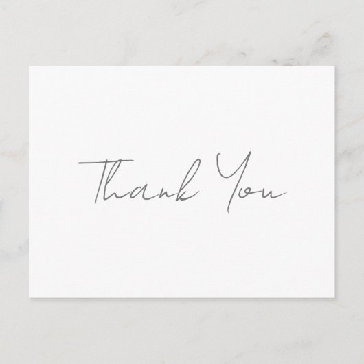 Carte Postale Merci Gris Classique Chic Blanc écrit à la main (Devant)
