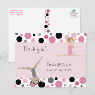 Carte Postale Merci Gymnastique en rose, gris et noir