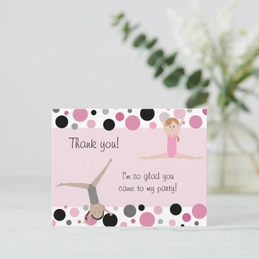 Carte Postale Merci Gymnastique en rose, gris et noir (Debout devant)