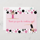 Carte Postale Merci Gymnastique en rose, gris et noir (Devant / Derrière)