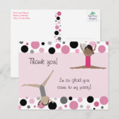 Carte Postale Merci Gymnastique en rose, gris et noir (Devant / Derrière)