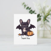 Carte Postale Merci Halloween Bouledogue Français Chauve-Souris  (Debout devant)