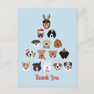 Carte Postale Merci Happy Pawlidays Arbre de Noël Chien