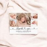 Carte postale Merci Heart Baby Photo Faire-part<br><div class="desc">Police et photo en gras serif moderne.</div>