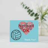 Carte Postale Merci Heart Design Netball (Debout devant)