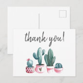 Carte Postale Merci hipster cactus d'aquarelle rose (Devant / Derrière)