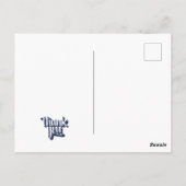Carte Postale Merci hipster typographie bleu et blanc (Dos)