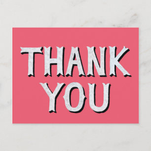 Carte Postale Merci hipster typographie rose blanc et noir