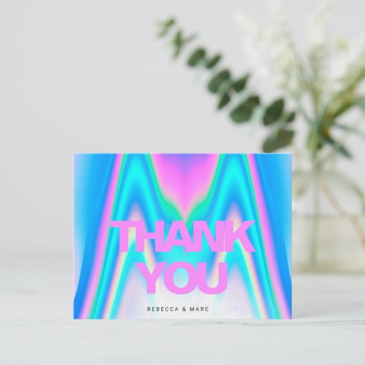 Carte Postale Merci Holographique Iridescent Y2K (Debout devant)