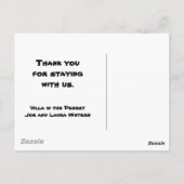 Carte Postale Merci Invité de la Maison Appréciation de Vacances (Dos)