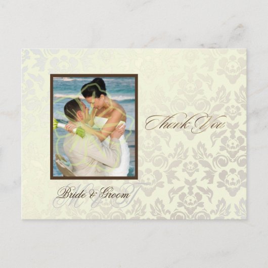 Carte postale Merci ivoire Damask (Devant)