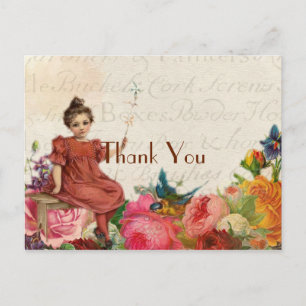 Carte Postale Merci jeune fille Vintage élégant