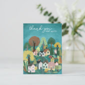 Carte Postale MERCI Jolie illustration de village campagnard (Debout devant)