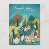 Carte Postale MERCI Jolie illustration de village campagnard (Devant)