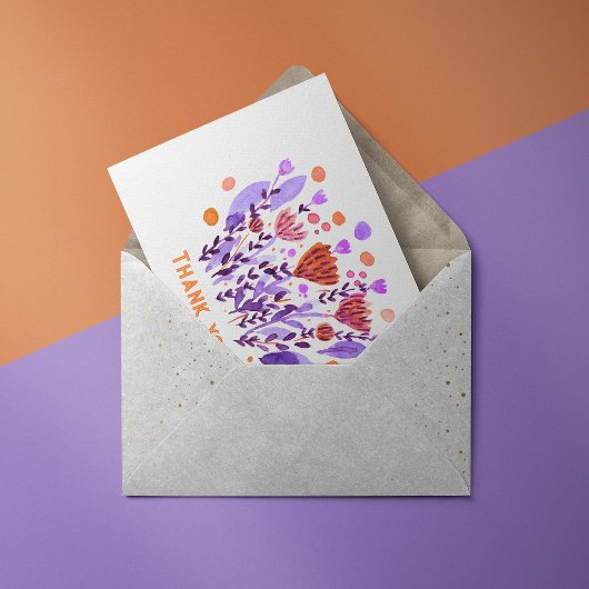 Carte Postale Merci jolies fleurs de doodle rétro