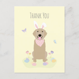 Carte Postale Merci Lapin de Pâques Golden Retriever