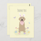 Carte Postale Merci Lapin de Pâques Golden Retriever (Devant / Derrière)