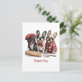 Carte Postale Merci les Bouldogues Français Bonjour (Debout devant)