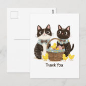 Carte Postale Merci les chats de Pâques Panier de Pâques poussin (Devant / Derrière)