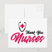 Carte Postale Merci les infirmières | Rose (Devant / Derrière)