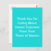 Carte Postale Merci : Les Inquiétudes Des Électeurs Sur Les Dons (Devant / Derrière)