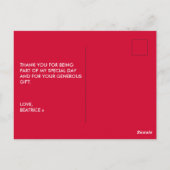 Carte Postale Merci lettre script moderne rouge cerise anniversa (Dos)